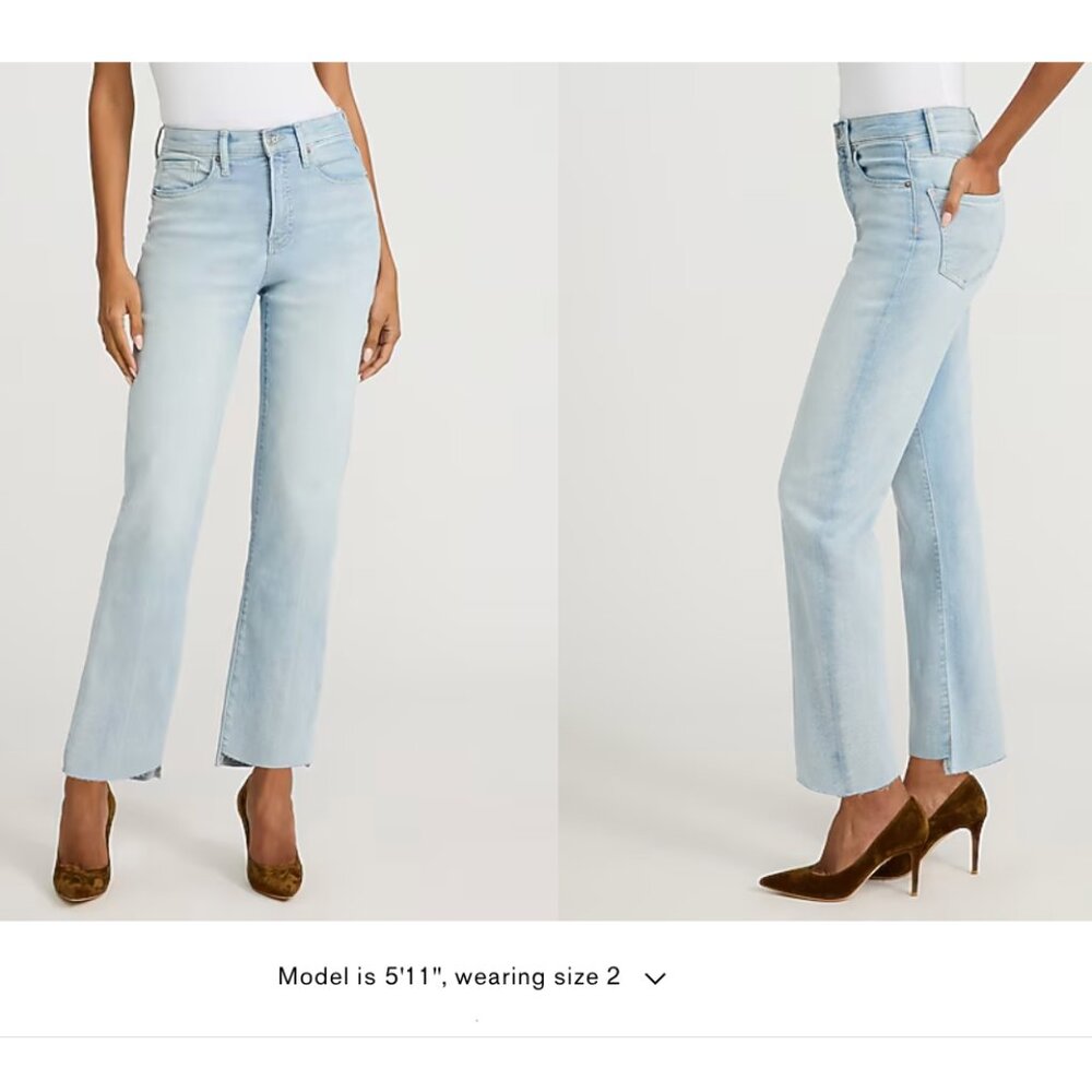 Express High Waisted Light Wash Raw Hem Straight Ankle Jeans